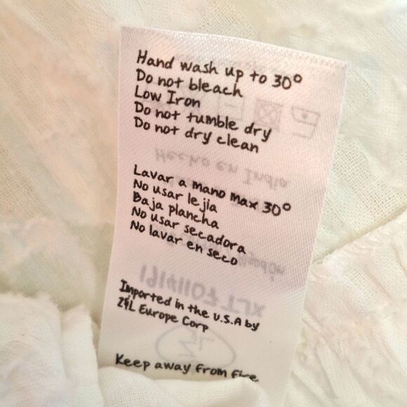 Z&L Europe Boho Tiered Babydoll Dress Oversized S White Cotton Balloon Sleeves - Picture 7 of 16